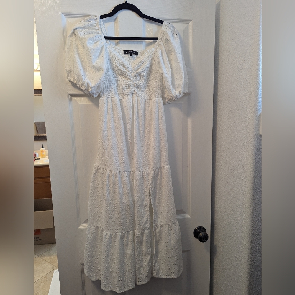 White Eyelet Midi Dress